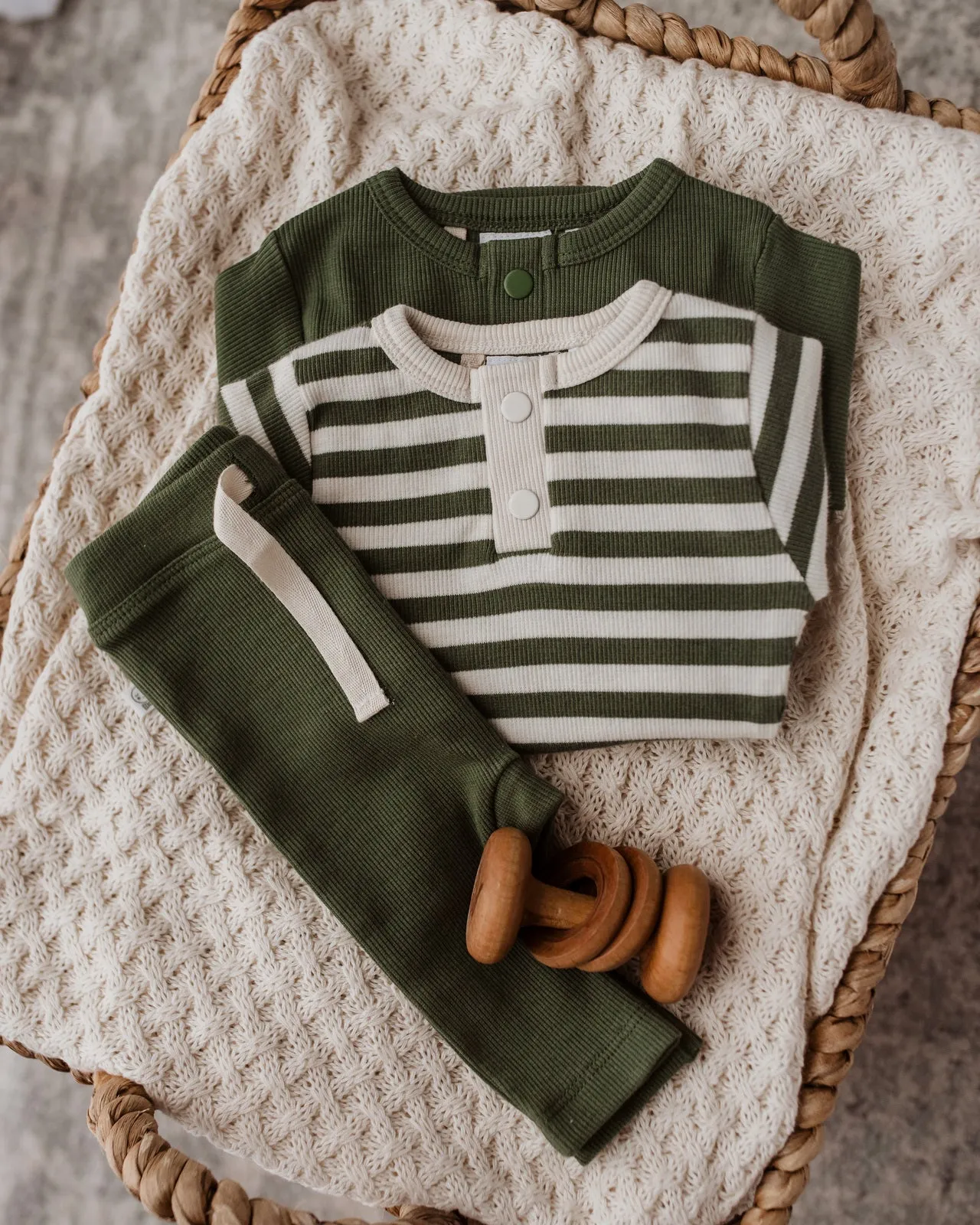 Olive Stripe Organic Long Sleeve Bodysuit