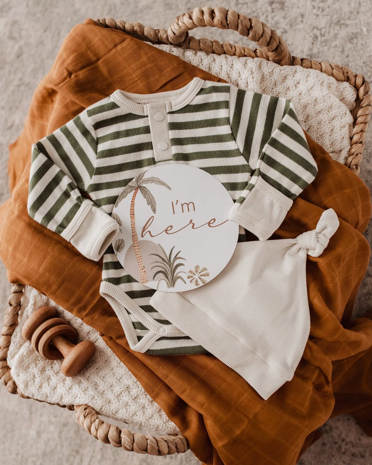 Olive Stripe Organic Long Sleeve Bodysuit