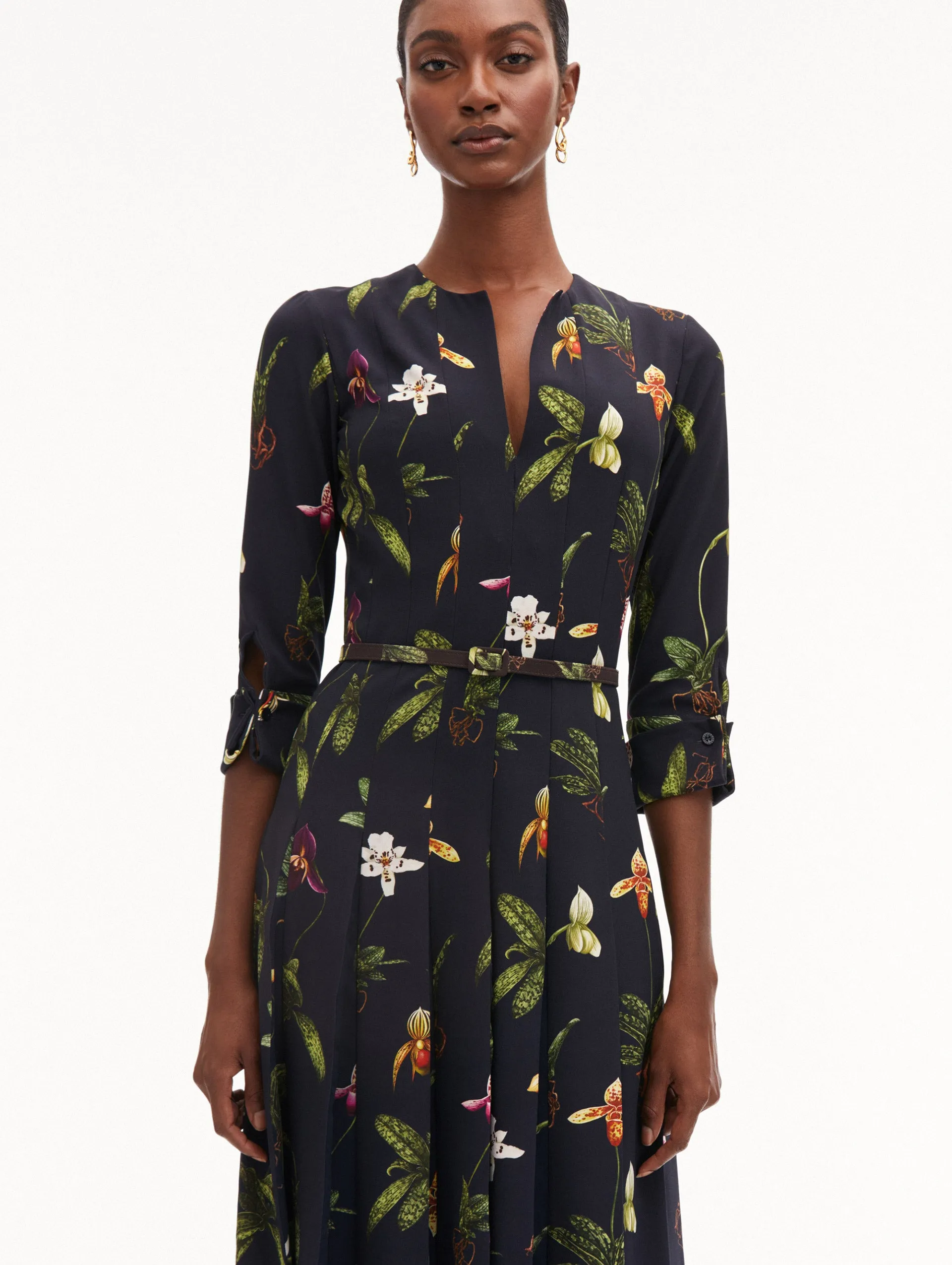 Orchid Cady Inset 3/4 Sleeve Dress