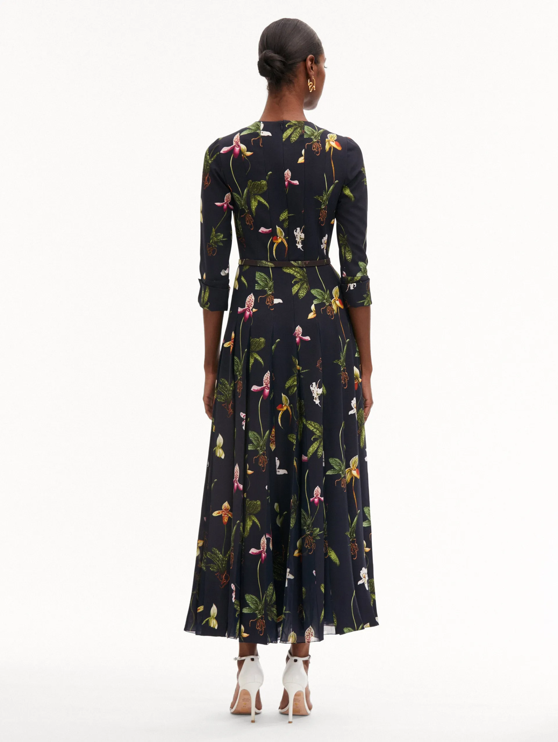 Orchid Cady Inset 3/4 Sleeve Dress