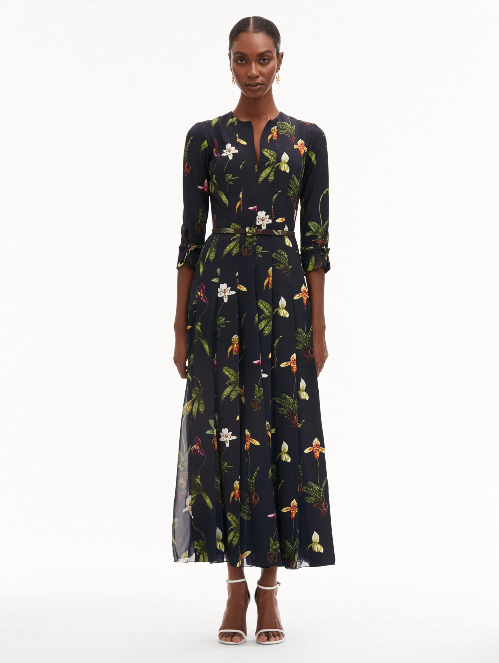 Orchid Cady Inset 3/4 Sleeve Dress