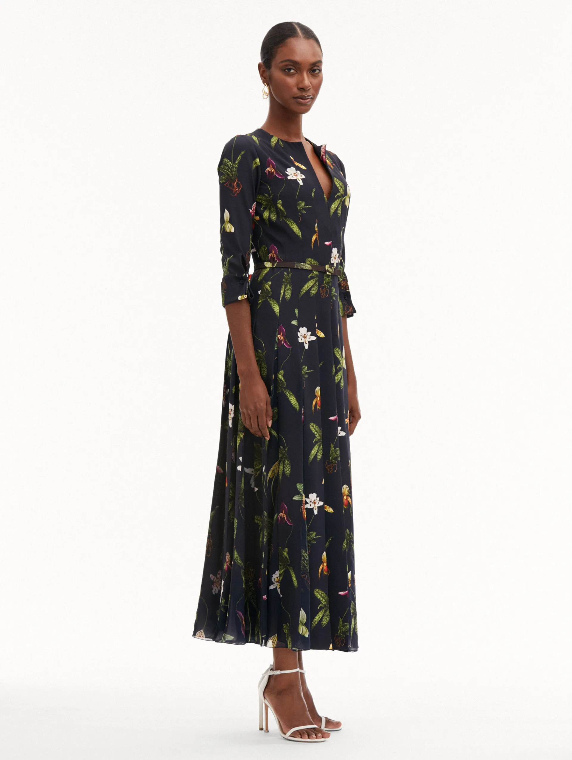 Orchid Cady Inset 3/4 Sleeve Dress