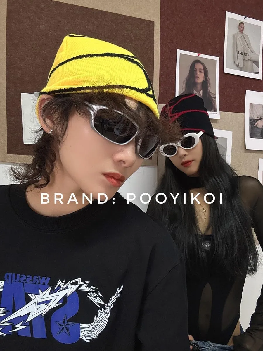 Pooyikoi Y2K Gothic Spider Pattern Wool Acrylic Knitted Hat Women Beanie Winter Warm Beanies Men Casual Skullies Outdoor