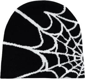 Pooyikoi Y2K Gothic Spider Pattern Wool Acrylic Knitted Hat Women Beanie Winter Warm Beanies Men Casual Skullies Outdoor