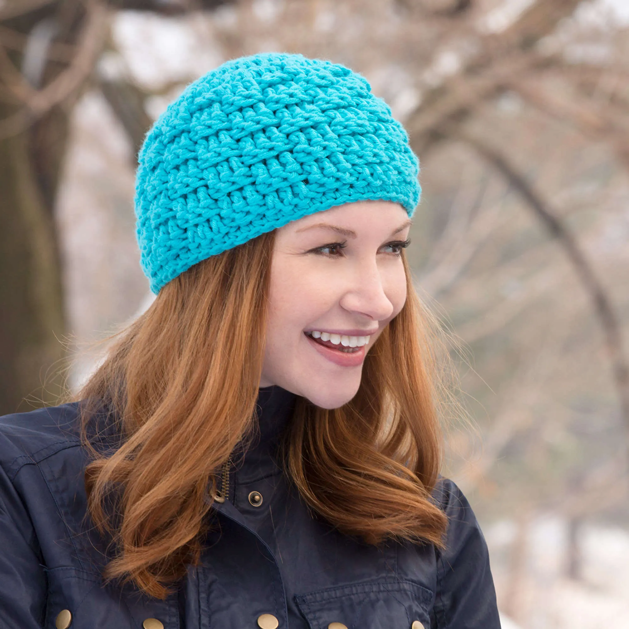 Red Heart Basketweave Crochet Hat