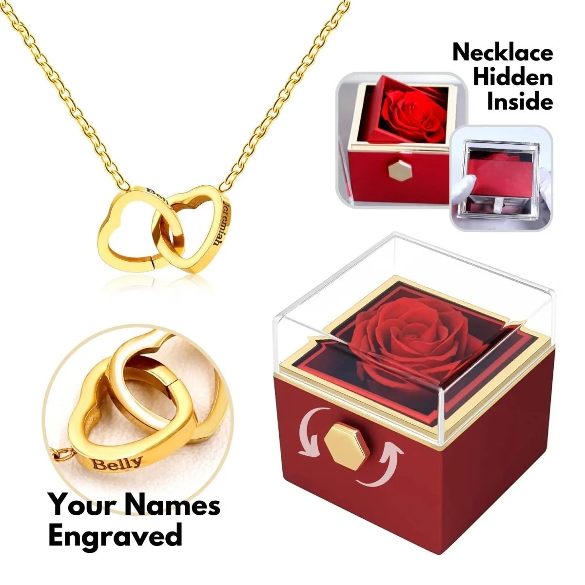 Rose Box   Secret 18k Heart Necklace (Engraved)