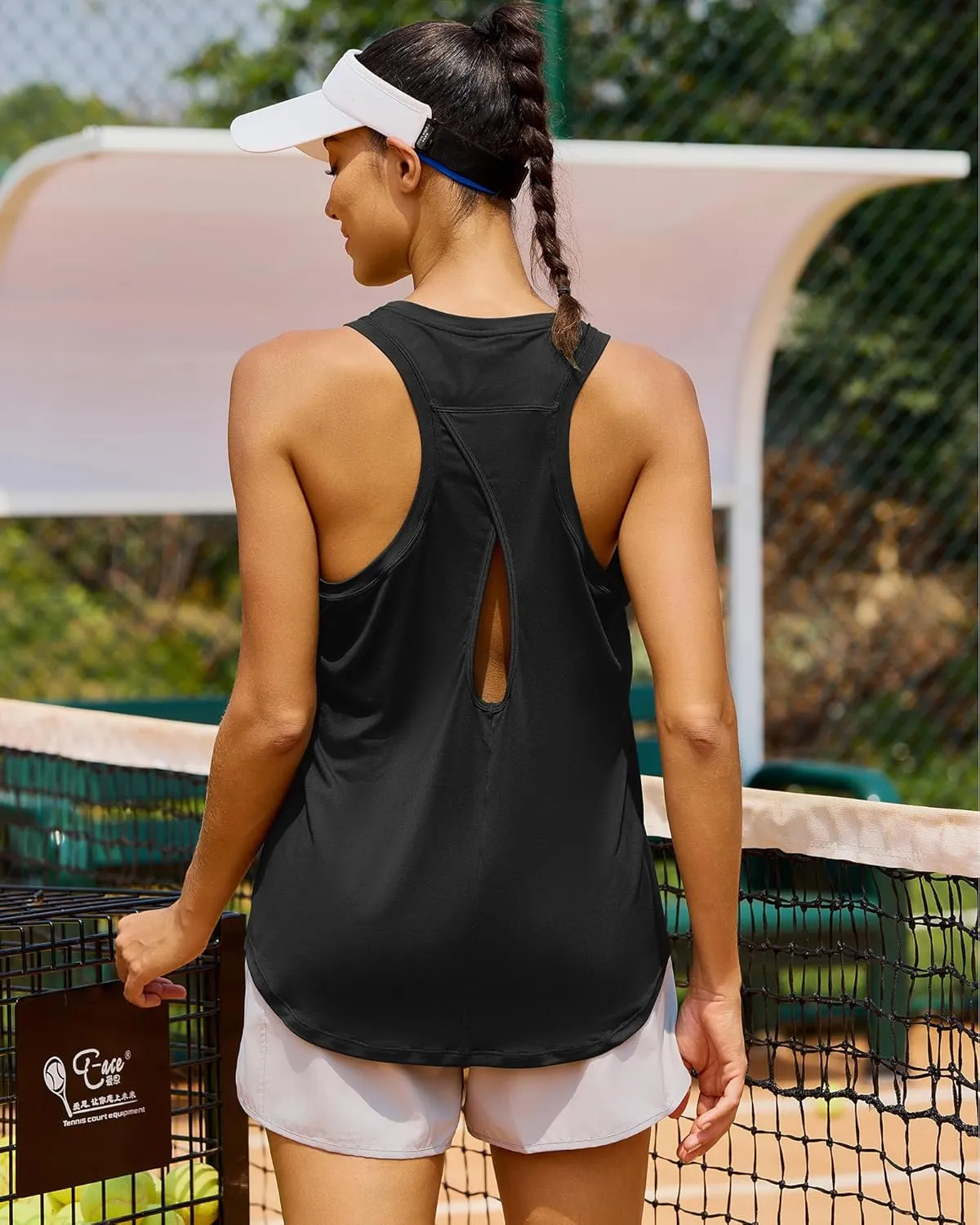RUNNING GIRL Racerback Running Yoga Athletic Tank Tops for Women, Sleeveless Workout Tank Tops Woman Tennis Shirts