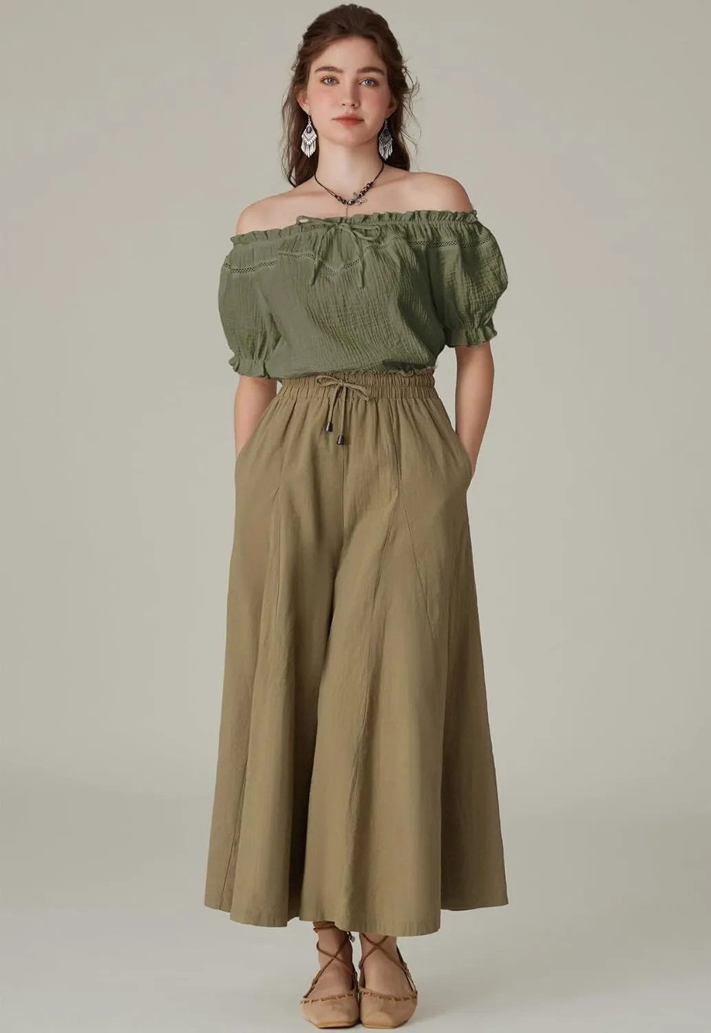 Scarlet Darkness Women's Renaissance Shirt Off Shoulder Puff Sleeve Loose Fit Summer Tops