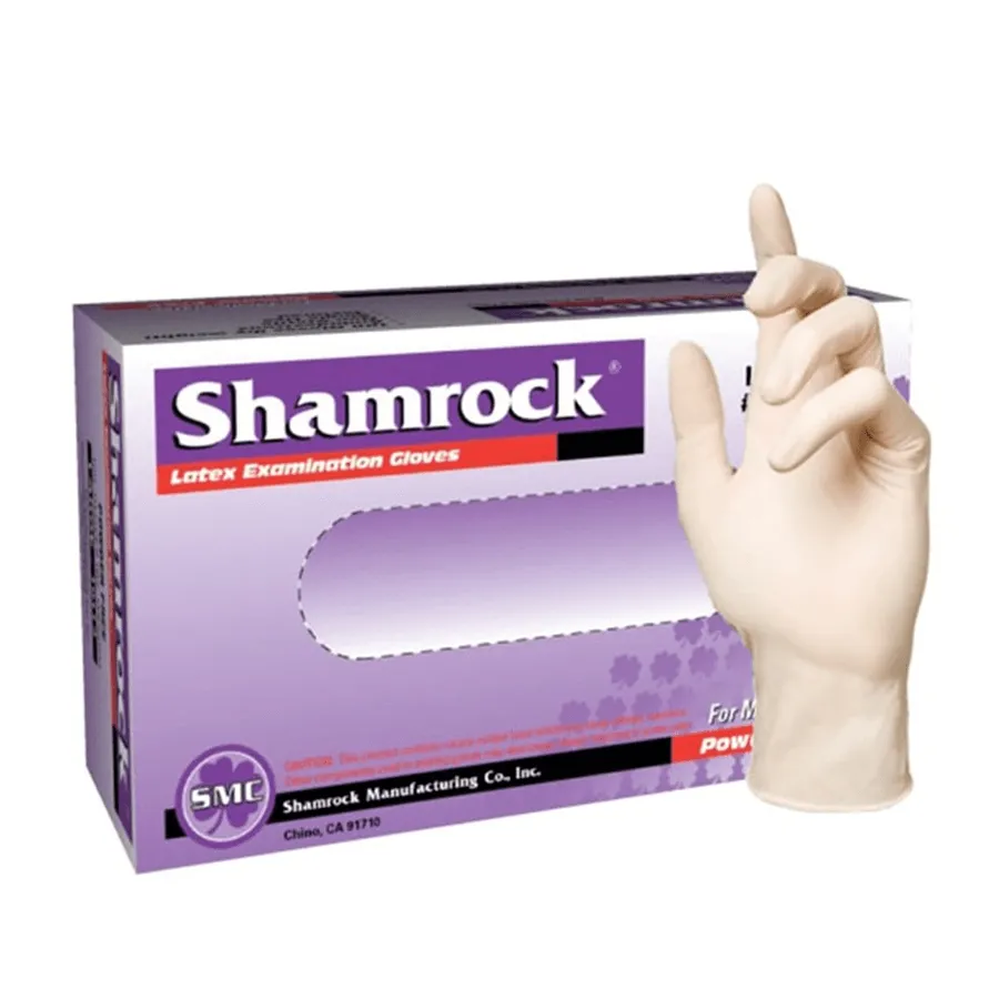 Shamrock Latex Exam Disposable Glove, 5 Mil, 100/BX 10 BX/CS 1000 Total  CEFM1294