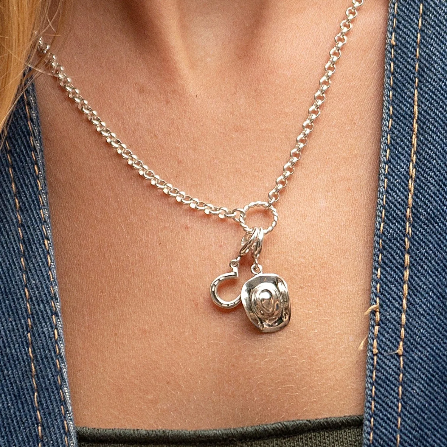 Silver Cowboy Hat Charm