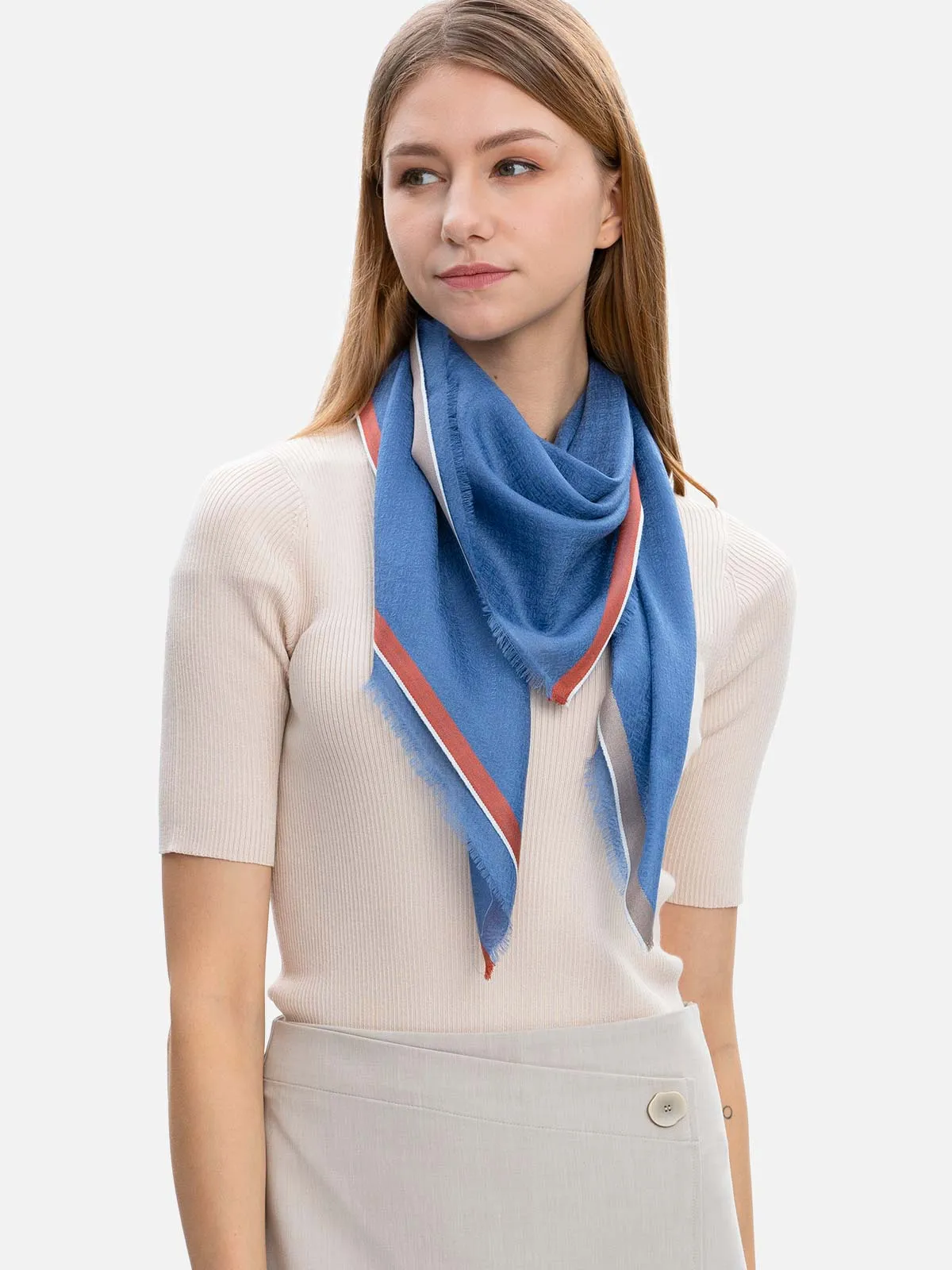 Square - Featherlight Blue Cashmere Scarf