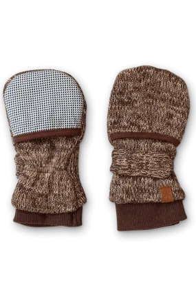 Stay-On Scratch Mittens, Knit Mitts, Bark