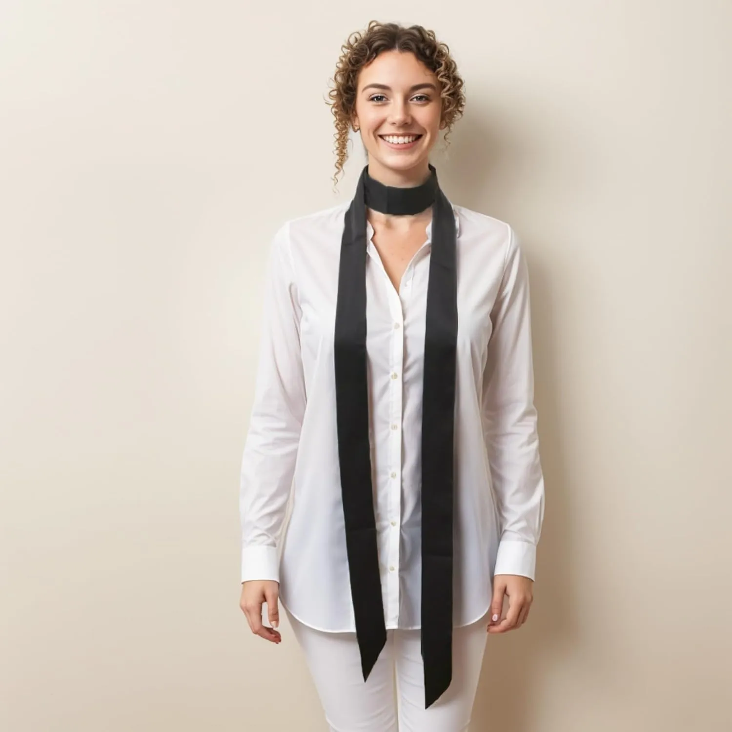 Stylish Ribbon Scarf Soft Long Skinny Satin Belt Neck Scarf for Women