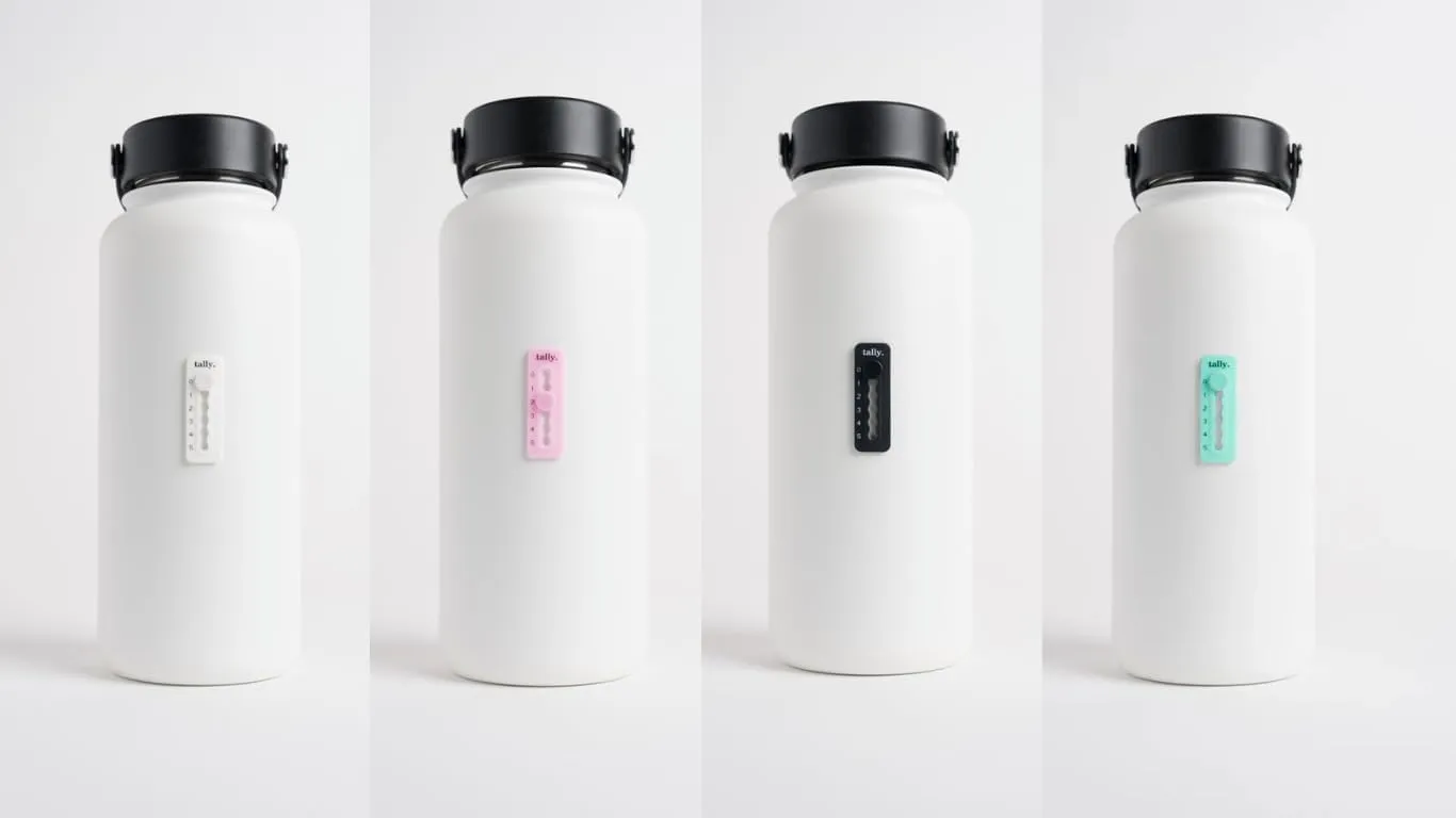 Tally Silicone Hydration Tracker (Adhesive Tracking Accessory adheres to Any Reusable Water Bottle)