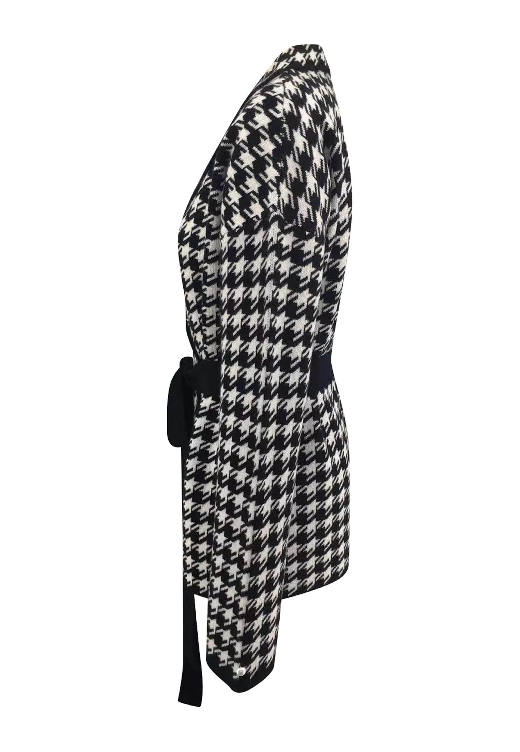 Two-Tone Wool Cashmere Cardigan with Belt