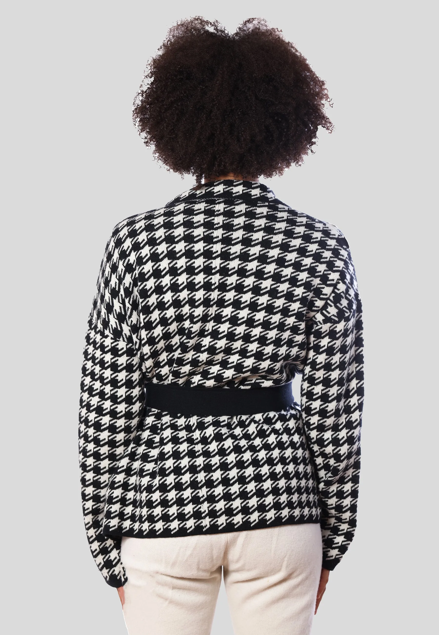 Two-Tone Wool Cashmere Cardigan with Belt