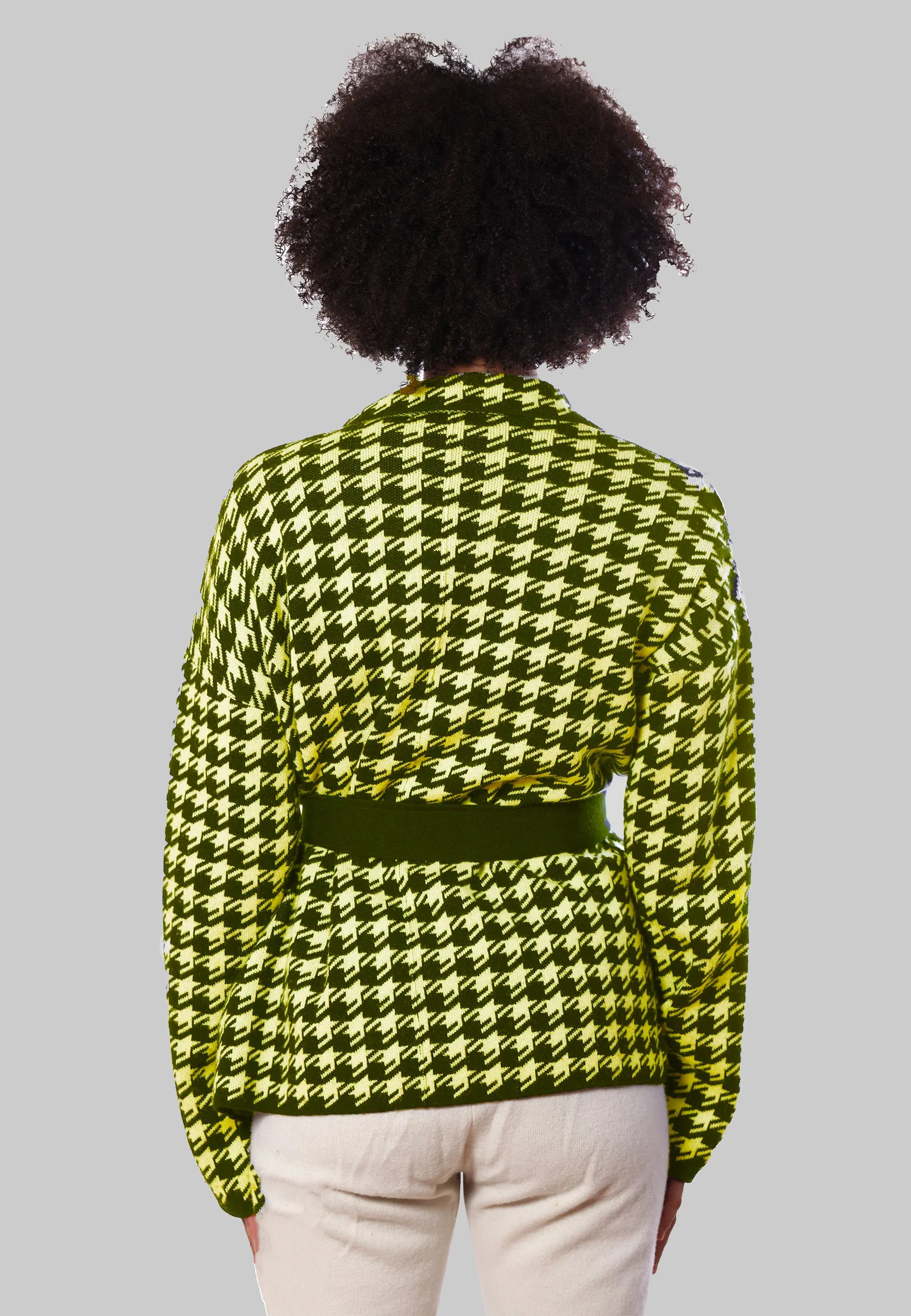 Two-Tone Wool Cashmere Cardigan with Belt