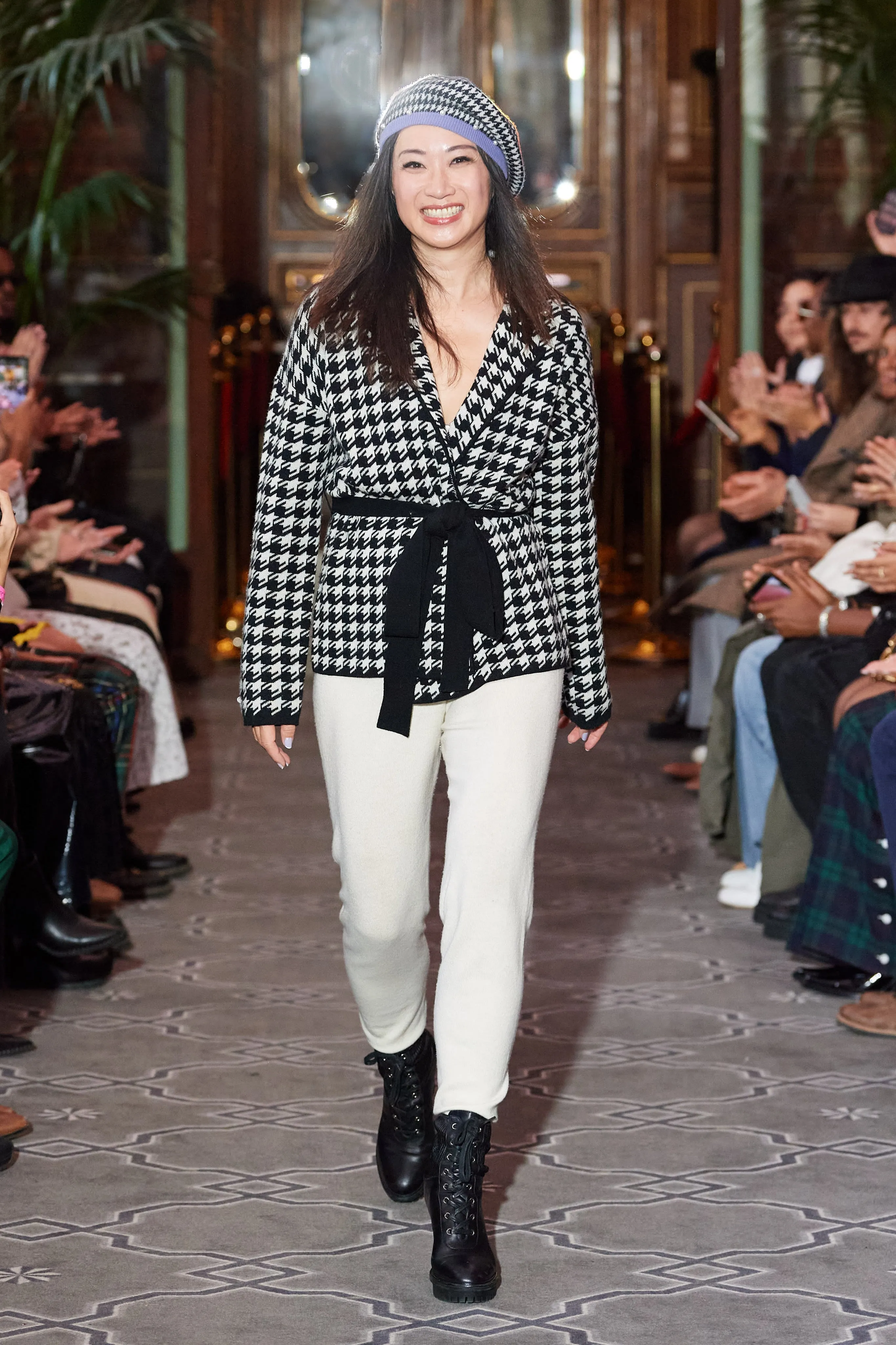 Two-Tone Wool Cashmere Cardigan with Belt