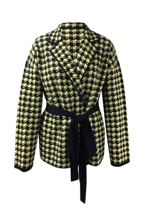 Two-Tone Wool Cashmere Cardigan with Belt
