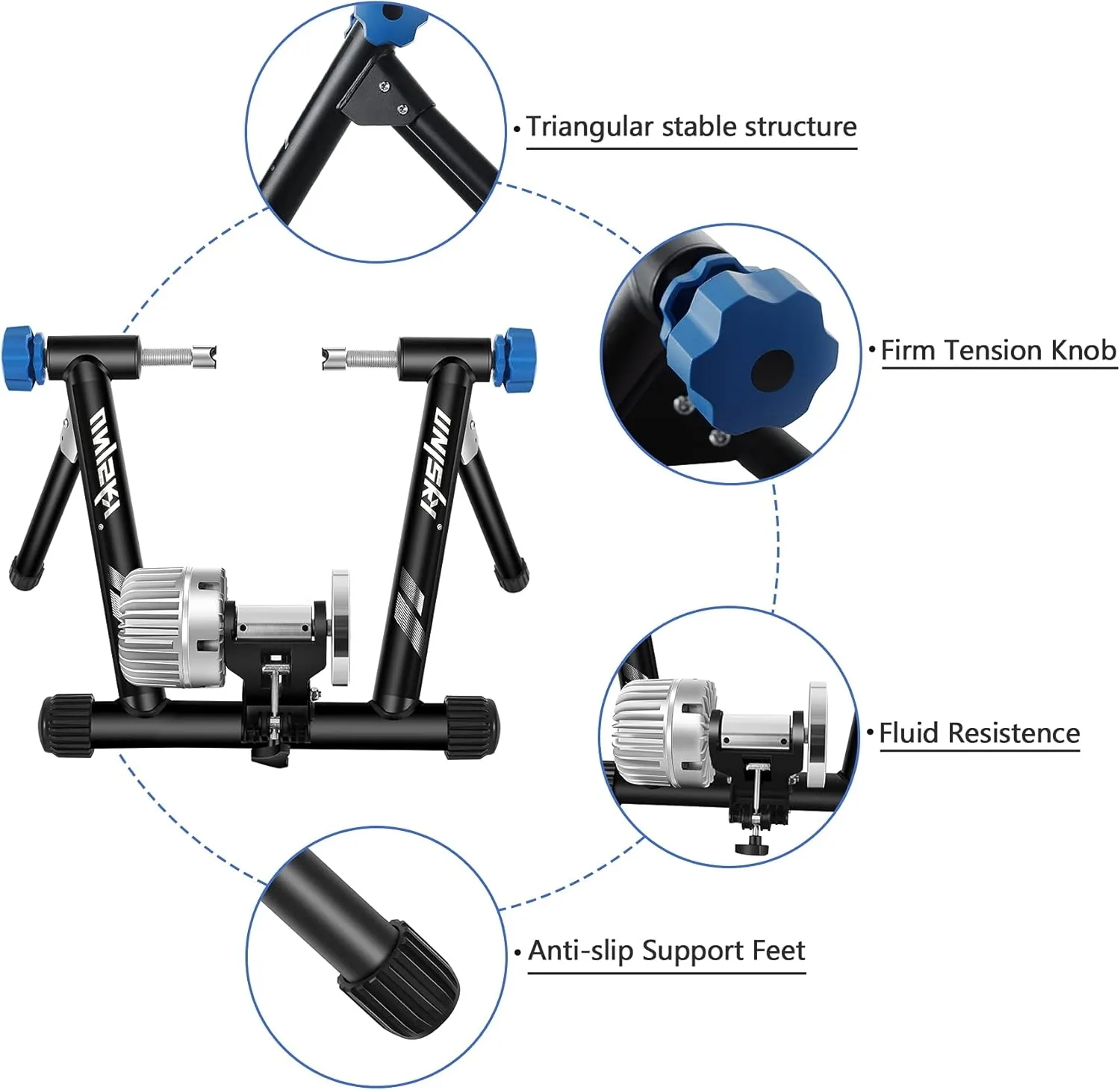 Unisky Bike Trainer Stand Indoor Bicycle Stand with Noise Reduction Magnetic Stationary Stand fits for 26-28inch, 700C Wheel