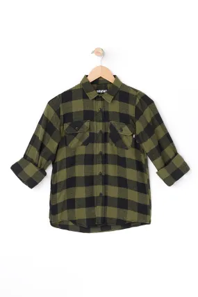 West 49 Youth One Pocket Flannel Green Shirt