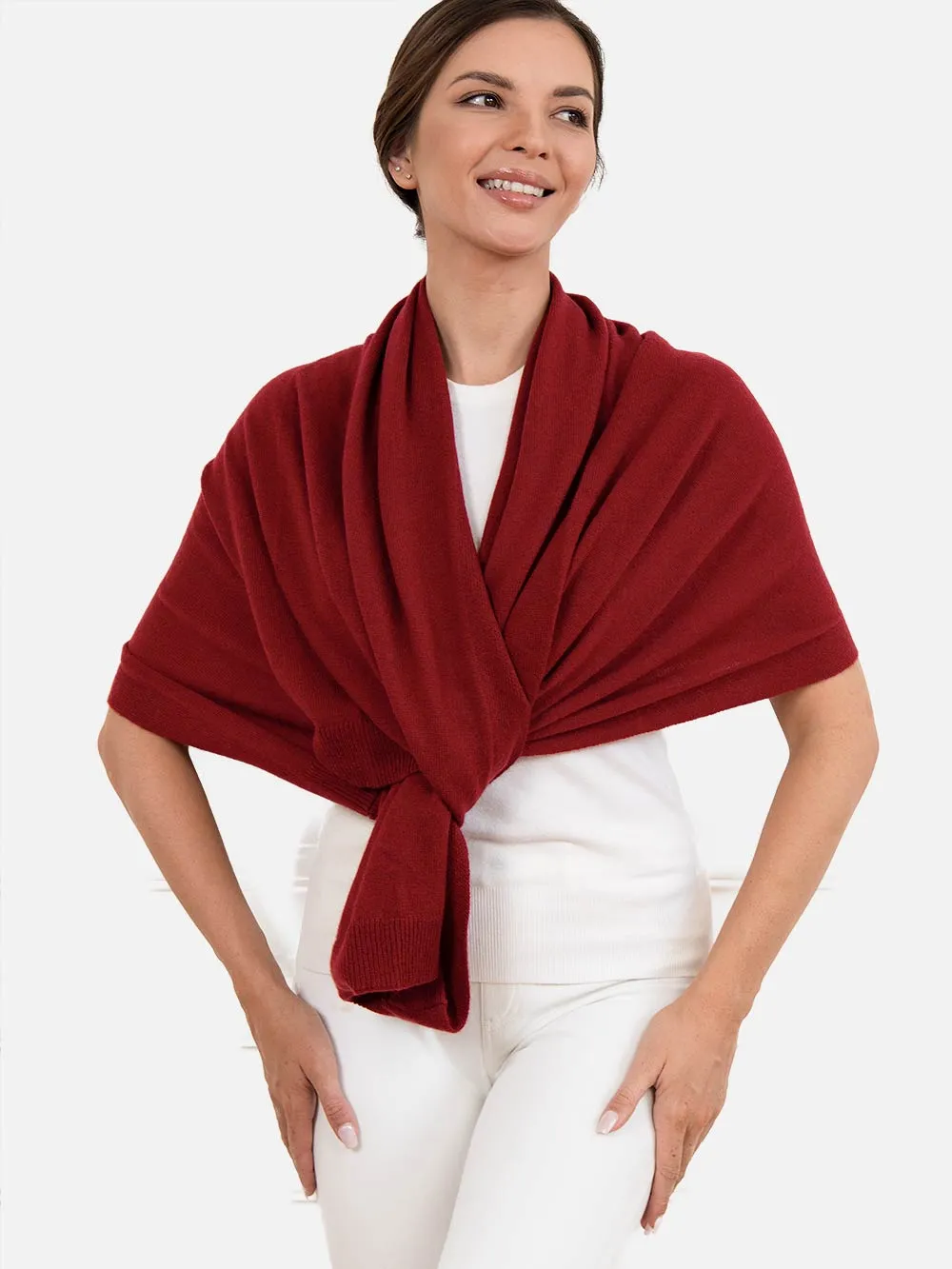 Wine Red Wearable Cashmere Wrap
