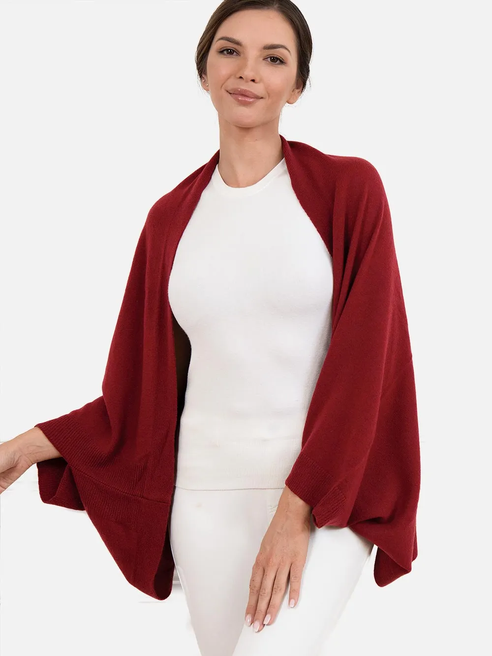 Wine Red Wearable Cashmere Wrap