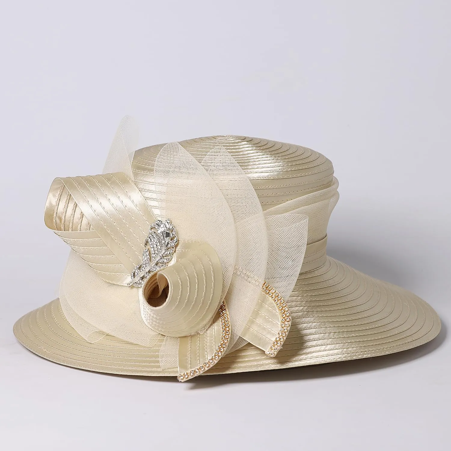 Women Derby Church Dress Fascinator Wide Brim Hats 1920s Vintage Tea Party Wedding Cloche Bowler Hats