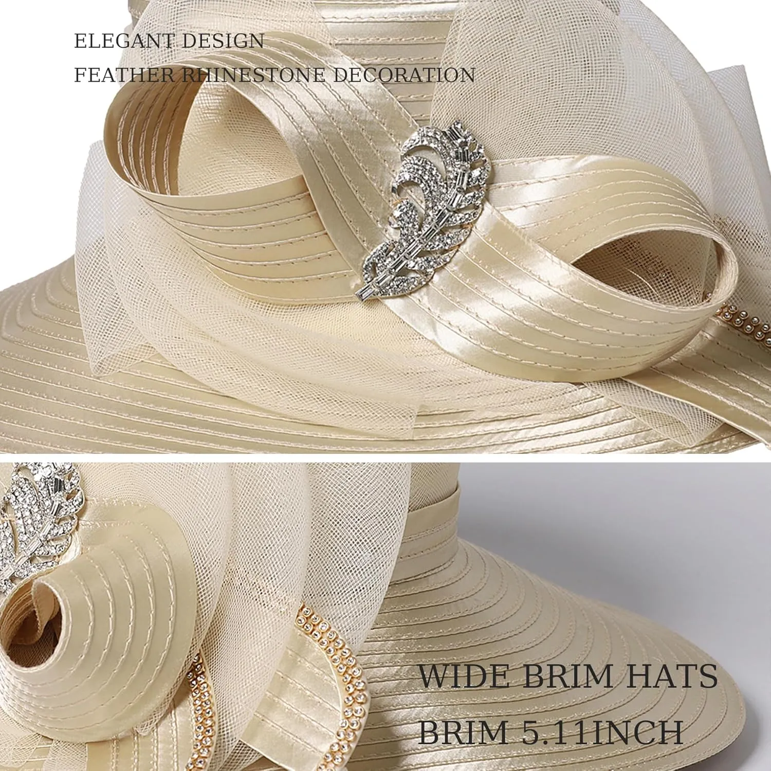 Women Derby Church Dress Fascinator Wide Brim Hats 1920s Vintage Tea Party Wedding Cloche Bowler Hats