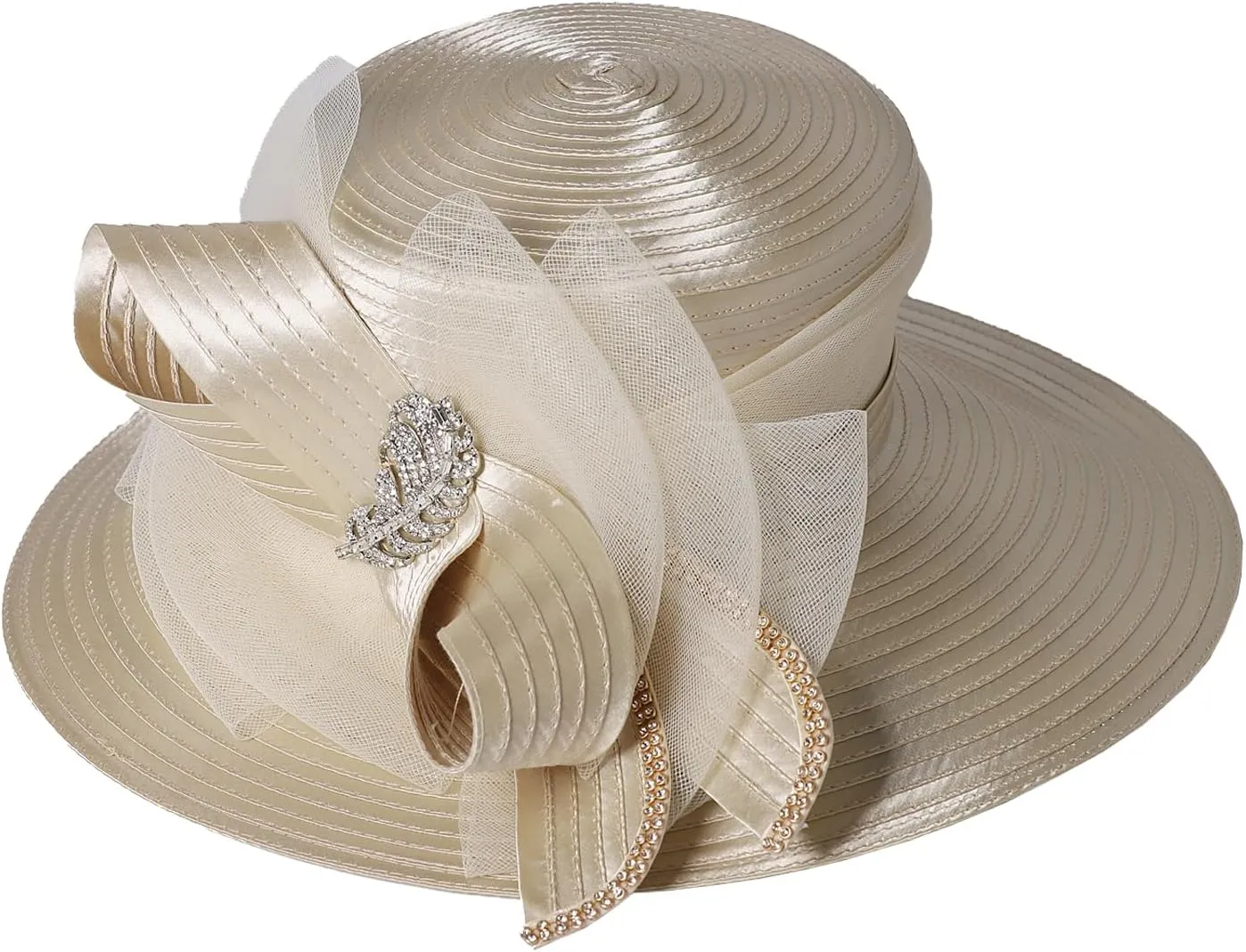 Women Derby Church Dress Fascinator Wide Brim Hats 1920s Vintage Tea Party Wedding Cloche Bowler Hats