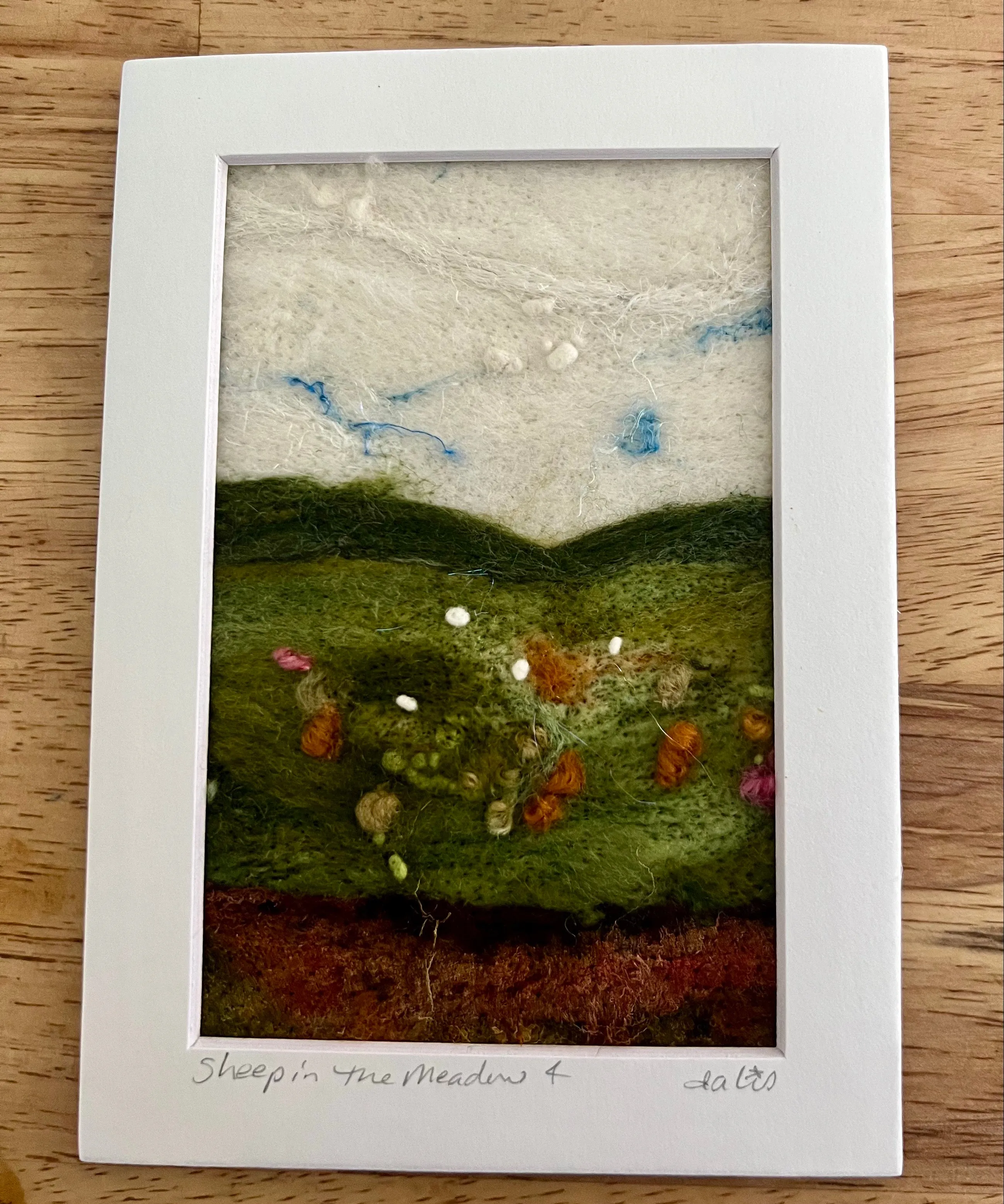 Wool Painting, Sheep in the Meadow 4